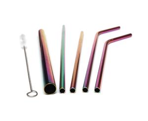 Rainbow Stainless Steel Straw Set