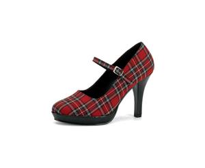 Red Plaid School Girl High Heels Adult Shoes