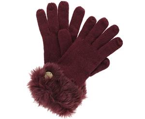 Regatta Womens/Ladies Luz Jersey Knit Fur Trimmer Warm Winter Gloves - Burgundy