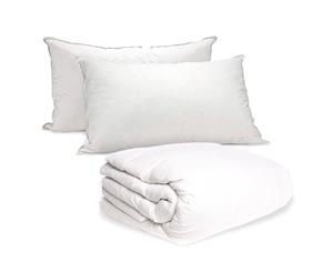 Royal Comfort Single VALUE COMBO Goose Feather & Down Quilt + Twin Pack Pillows Set White