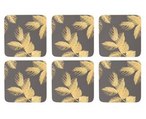 Sara Miller Etched Leaves Dark Grey Coasters Set of 6