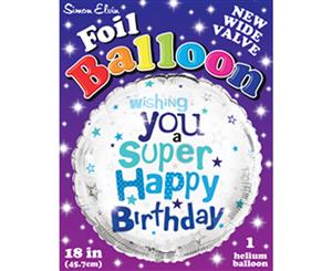 Simon Elvin 18 Inch Super Happy Birthday Foil Balloon (Silver/Blue) - SG17407