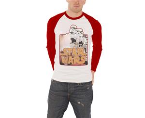 Star Wars T Shirt Mens Stormtroopers Force Awakens Official Baseball Shirt - White