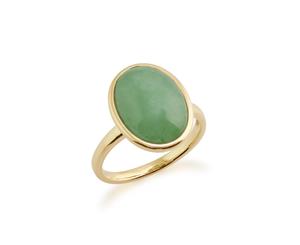 Statement Oval Jade Ring in 9ct Yellow Gold