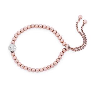 Steel Rose Plate Crystal Ball Friendship Bracelet