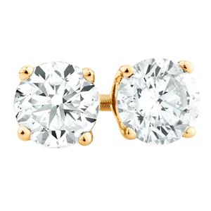 Stud Earrings with 1 Carat TW of Diamonds in 18ct Yellow Gold