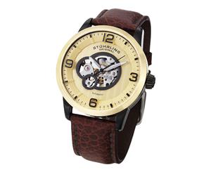 Stuhrling Original Men's 648.03 Legacy Automatic Self Wind Skeleton Brown Genuine Leather Strap Watch