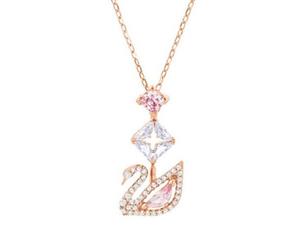 Swarovski CRYSTAL DAZZLING SWAN Y ROSE GOLD NECKLACE