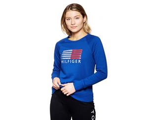 Tommy Hilfiger Sport Women's Metallic Logo Crew Neck Sweatshirt - Lapis