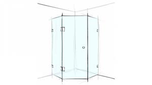 Verotti Custom S Played 1000m Hexagon Corner Set In 3 Panels Bracket Shower Screen - Clear