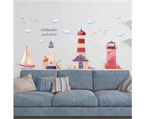 Watercolor Lighthouse Decals Wall Sticker (Size 163cm x 83cm)