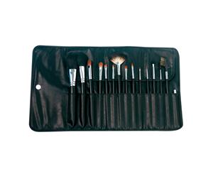 15pc Make up Brush Set in Leatherette Wrap