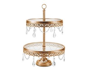 2-Tier Glass Top Cupcake Stand | Gold | Anastasia Collection CS308AG