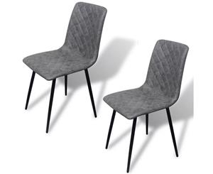 2x Dining Chair Grey PU Artificial Leather Kitchen Living Room Office