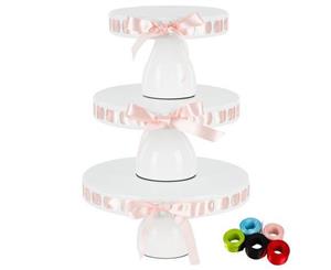 3-Piece Modern Ribbon Cake Stand Set | White Frame | Lily Collection