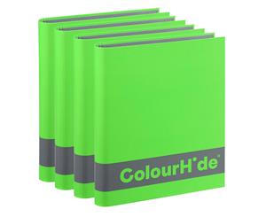 4PK ColourHide A4 200 Sheets Silky Touch Ring Binder/Folder Paper Organiser GRN