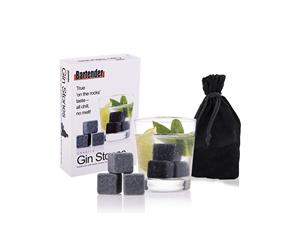 6pc Bartender Granite Gin Whisky Rum Spirit Stones w Velvet Storage Bag Pouch