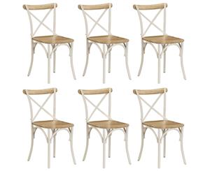 6x Solid Mango Wood Cross Chairs White Dining Outdoor Industrial Seat