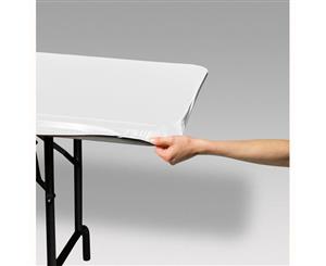 73cm x 180cm White Plastic Stayput Tablecover