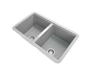 824 x 481mm Carysil Concrete Grey Double Bowls Granite Undermount Kitchen/Laundry Sink