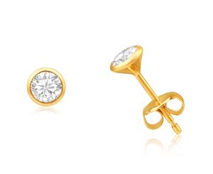 9ct Yellow Gold Cubic Zirconia 4mm Bezel Set Stud Earrings