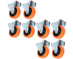 AB Tools 4" Fixed PVC Trolley Castor Wheel Roller Bearings 130kg Load Per Wheel 8 Pack