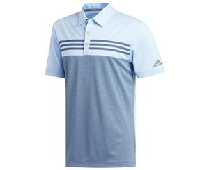 Adidas Heather Blocked Polo - Glow Blue Melange - Mens