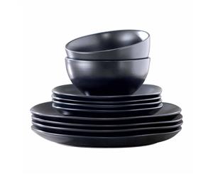 Alex Liddy Bistro 12 Piece Dinner Set Black Premium Quality Stoneware 4 Person