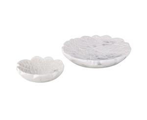 Amalfi 2Pc Temply Marble Decorative Trinket Plate Storage Tray Set White