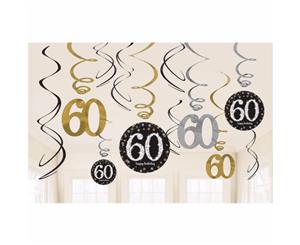 Amscan Gold Celebration 60Th Birthday Swirl Decorations (Pack Of 12) (Multicoloured) - SG9909