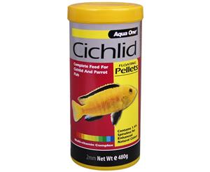 Aqua One Cichlid Parrot Fish Floating Pellets 480g Aquarium Tank Colour Food