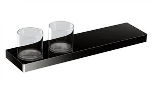 Arcisan Zara Matte Black 40cm Shelf with Double Glass Holder