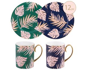 Blue Lagoon and Emerald Island Mugs and Side Plates - 12 Piece Set