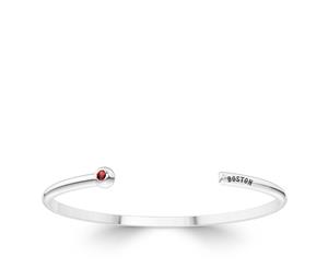 Boston Red Sox Ruby Cuff Bracelet For Women In Sterling Silver Design by BIXLER - Sterling Silver