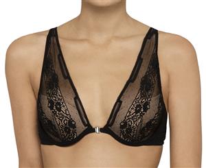 Calvin Klein Women's Black Audacious Plunge Push-Up Bra - Black/Gold