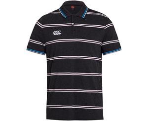 Canterbury Mens Planate Yarn Dye Rib Knit Polo Shirt - Vanta Black Marl