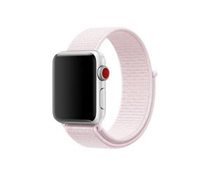 Catzon Watch Band Nylon Sport Loop Fastener Adjustable Closure Wrist Strap iwatch Series 1/2 /3/4 Pearl Pink