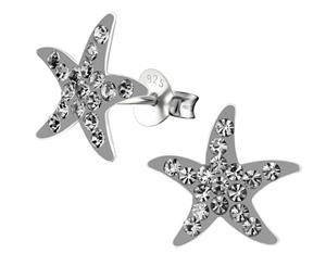 Children's Silver Star Black Diamond Crystal Ear Studs