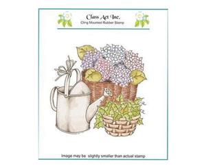 Class Act Cling Mounted Rubber Stamp 5.75 Inch X6.75 Inch Watering Hydrangeas