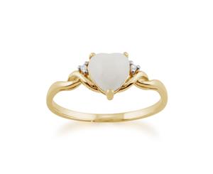 Classic Opal Heart Ring in 9ct Yellow Gold