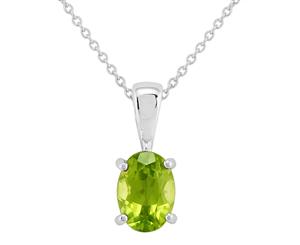 Classic Oval Peridot Pendant in 9ct White Gold