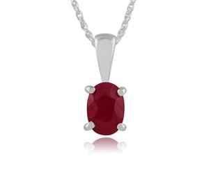 Classic Oval Ruby Pendant in 9ct White Gold