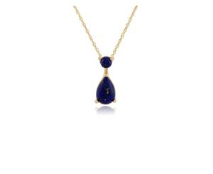 Classic Pear Lapis Lazuli Pendant in 9ct Yellow Gold