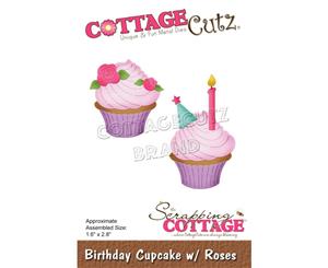 CottageCutz Dies - Birthday Cupcake with Roses 1.6 inchX2.8 inch