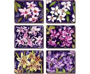 Country Inspired Kitchen ORCHID GARDEN Cinnamon Cork Back Placemats Set 6 New