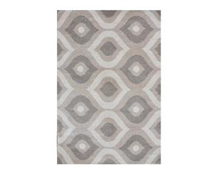 Dakar Beige Geometric Ikat Modern Shag Rug