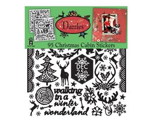 Dazzles Stickers 8 inch X9 inch 2 pack Christmas Cabin-Black Clear Foil