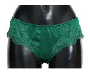 Dolce & Gabbana Green Silk Lace Underwear Briefs