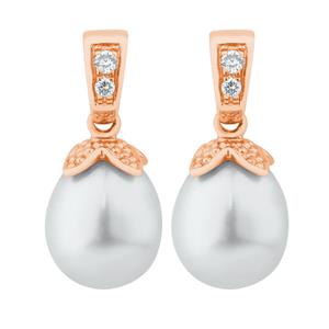 Earrings with Diamonds & Cultured Freshwater Pearls in 10ct Rose Gold