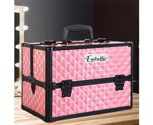 Embellir Portable Cosmetic Beauty Case Makeup Aluminum Box Travel Organiser Pink